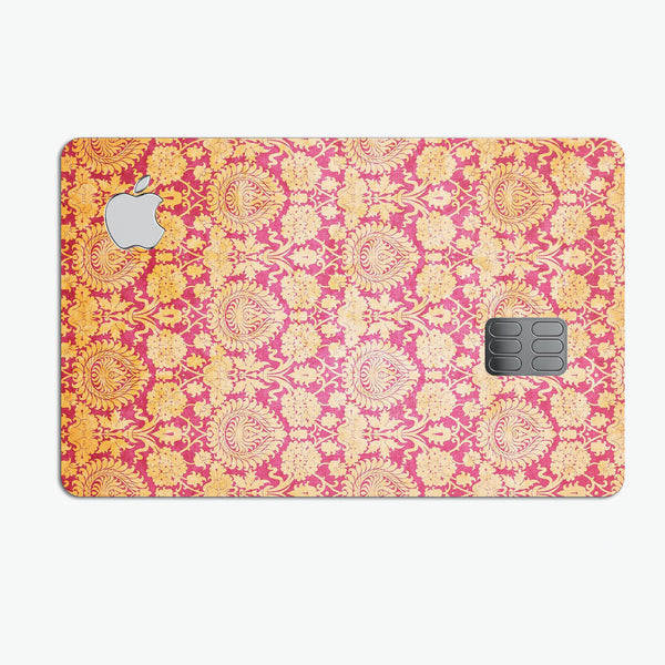 Antique Red and Orange Cauliflower Damask Pattern - Premium Protective Decal Skin-Kit for the Apple Credit Card