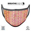 Antique Red and Orange Cauliflower Damask Pattern - Made in USA Mouth Cover Unisex Anti-Dust Cotton Blend Reusable & Washable Face Mask with Adjustable Sizing for Adult or Child