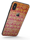 Antique Red and Orange Cauliflower Damask Pattern - iPhone X Skin-Kit