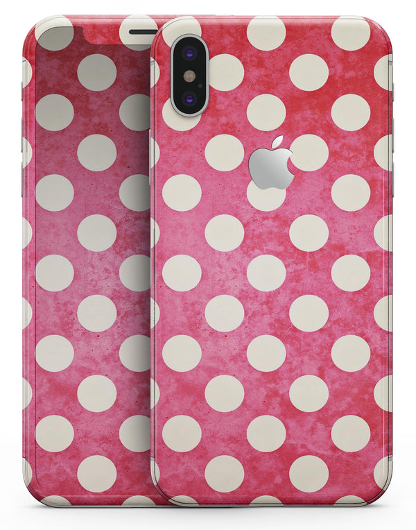Antique Red and White Polkadot Pattern - iPhone X Skin-Kit
