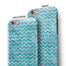 Aqua Basic Watercolor Chevron Pattern iPhone 6/6s or 6/6s Plus 2-Piece Hybrid INK-Fuzed Case