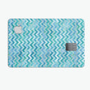 Aqua Basic Watercolor Chevron Pattern - Premium Protective Decal Skin-Kit for the Apple Credit Card