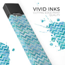 Aqua Basic Watercolor Chevron Pattern - Premium Decal Protective Skin-Wrap Sticker compatible with the Juul Labs vaping device