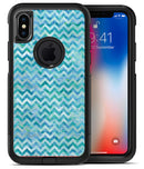 Aqua Basic Watercolor Chevron Pattern - iPhone X OtterBox Case & Skin Kits