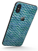 Aqua Basic Watercolor Chevron Pattern - iPhone X Skin-Kit