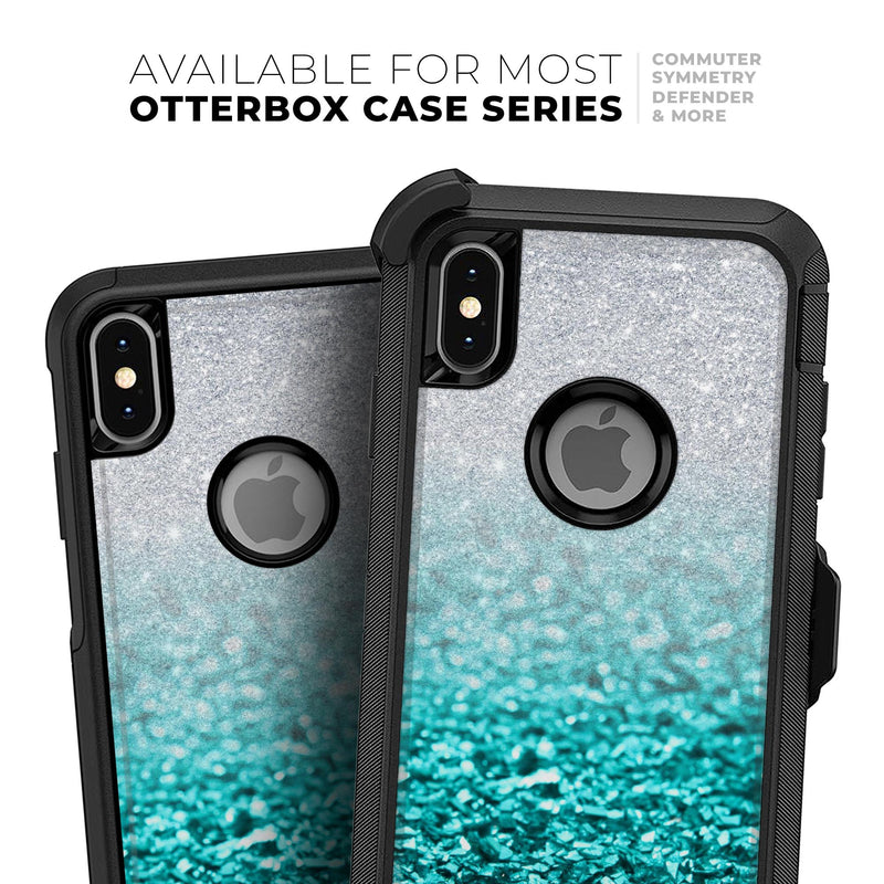 Aqua Blue & Silver Glimmer Fade - Skin Kit for the iPhone OtterBox Cases