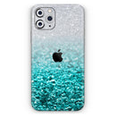 Aqua Blue & Silver Glimmer Fade  - Protective Skin Wrap & Decal – Compatible with iPhone SE to iPhone 17 Pro Max (All Models)