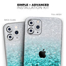 Aqua Blue & Silver Glimmer Fade  - Protective Skin Wrap & Decal – Compatible with iPhone SE to iPhone 17 Pro Max (All Models)