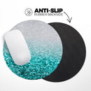 Aqua Blue & Silver Glimmer Fade// WaterProof Rubber Foam Backed Anti-Slip Mouse Pad for Home Work Office or Gaming Computer Desk
