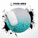 Aqua Blue & Silver Glimmer Fade// WaterProof Rubber Foam Backed Anti-Slip Mouse Pad for Home Work Office or Gaming Computer Desk