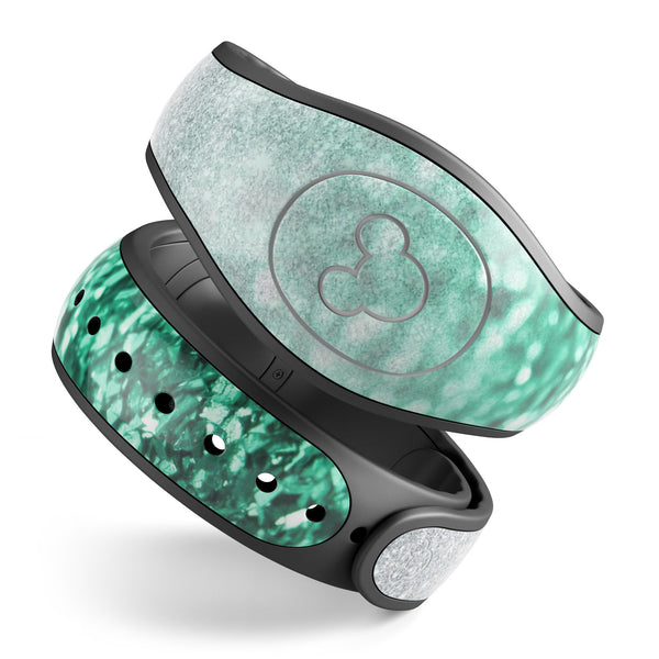 Aqua Green & Silver Glimmer Fade - Decal Skin Wrap Kit for the Disney Magic Band