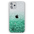Aqua Green & Silver Glimmer Fade  - Protective Skin Wrap & Decal – Compatible with iPhone SE to iPhone 17 Pro Max (All Models)