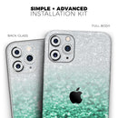 Aqua Green & Silver Glimmer Fade  - Protective Skin Wrap & Decal – Compatible with iPhone SE to iPhone 17 Pro Max (All Models)