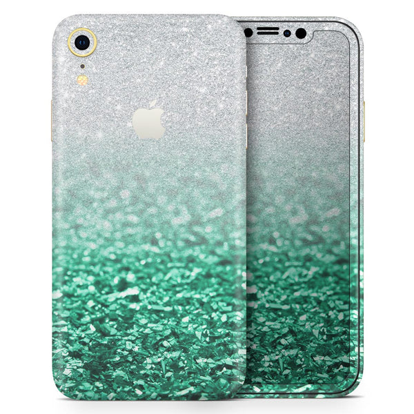 Aqua Green & Silver Glimmer Fade - Skin-Kit for the Apple iPhone XR, XS MAX, XS/X, 8/8+, 7/7+, 5/5S/SE (All iPhones Available)