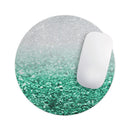 Aqua Green & Silver Glimmer Fade// WaterProof Rubber Foam Backed Anti-Slip Mouse Pad for Home Work Office or Gaming Computer Desk