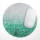 Aqua Green & Silver Glimmer Fade// WaterProof Rubber Foam Backed Anti-Slip Mouse Pad for Home Work Office or Gaming Computer Desk