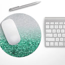 Aqua Green & Silver Glimmer Fade// WaterProof Rubber Foam Backed Anti-Slip Mouse Pad for Home Work Office or Gaming Computer Desk