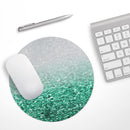 Aqua Green & Silver Glimmer Fade// WaterProof Rubber Foam Backed Anti-Slip Mouse Pad for Home Work Office or Gaming Computer Desk