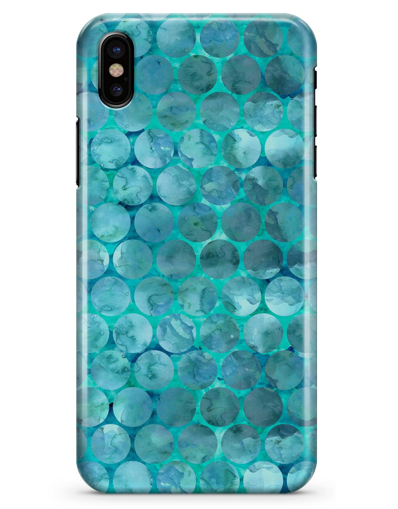 Aqua Sorted Large Watercolor Polka Dots - iPhone X Clipit Case
