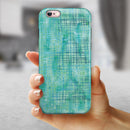 Aqua Watercolor Cross Hatch iPhone 6/6s or 6/6s Plus 2-Piece Hybrid INK-Fuzed Case