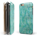 Aqua Watercolor Cross Hatch iPhone 6/6s or 6/6s Plus 2-Piece Hybrid INK-Fuzed Case