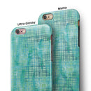 Aqua Watercolor Cross Hatch iPhone 6/6s or 6/6s Plus 2-Piece Hybrid INK-Fuzed Case