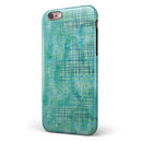 Aqua Watercolor Cross Hatch iPhone 6/6s or 6/6s Plus 2-Piece Hybrid INK-Fuzed Case