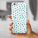 Aqua Watercolor Dots over White iPhone 6/6s or 6/6s Plus 2-Piece Hybrid INK-Fuzed Case