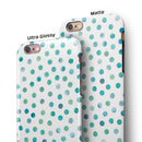 Aqua Watercolor Dots over White iPhone 6/6s or 6/6s Plus 2-Piece Hybrid INK-Fuzed Case