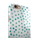 Aqua Watercolor Dots over White iPhone 6/6s or 6/6s Plus 2-Piece Hybrid INK-Fuzed Case