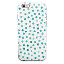 Aqua Watercolor Dots over White iPhone 6/6s or 6/6s Plus 2-Piece Hybrid INK-Fuzed Case