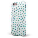 Aqua Watercolor Dots over White iPhone 6/6s or 6/6s Plus 2-Piece Hybrid INK-Fuzed Case