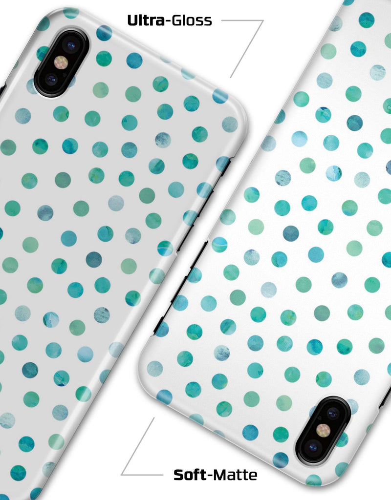 Aqua Watercolor Dots over White - iPhone X Clipit Case