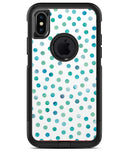 Aqua Watercolor Dots over White - iPhone X OtterBox Case & Skin Kits