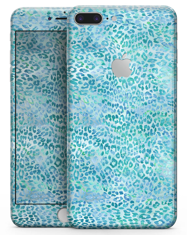 Aqua Watercolor Leopard Pattern - Skin-kit for the iPhone 8 or 8 Plus