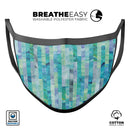 Aqua Watercolor Patchwork - Made in USA Mouth Cover Unisex Anti-Dust Cotton Blend Reusable & Washable Face Mask with Adjustable Sizing for Adult or Child