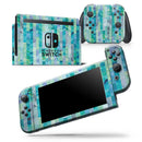 Aqua Watercolor Patchwork - Skin Wrap Decal for Nintendo Switch Lite Console & Dock - 3DS XL - 2DS - Pro - DSi - Wii - Joy-Con Gaming Controller