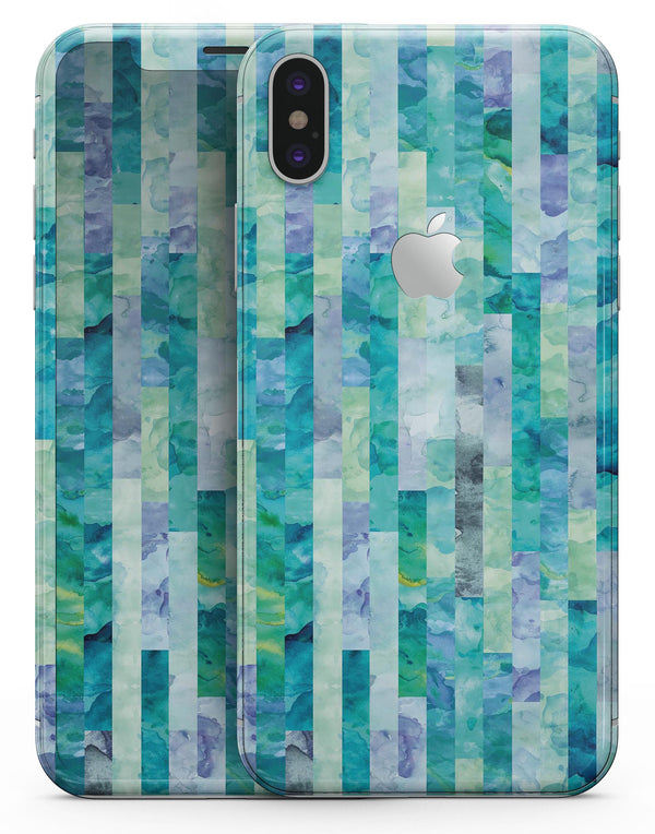 Aqua Watercolor Patchwork - iPhone X Skin-Kit