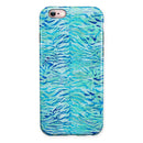 Aqua Watercolor Tiger Pattern iPhone 6/6s or 6/6s Plus 2-Piece Hybrid INK-Fuzed Case