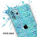 Aqua Watercolor Tiger Pattern - Vinyl Skin Wrap for iPhone 17 Pro Max, 17 Pro, 17 Air, 17, 16 & All Models — Soft Matte or Ultra Gloss