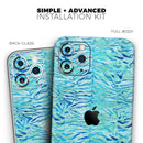Aqua Watercolor Tiger Pattern - Vinyl Skin Wrap for iPhone 17 Pro Max, 17 Pro, 17 Air, 17, 16 & All Models — Soft Matte or Ultra Gloss