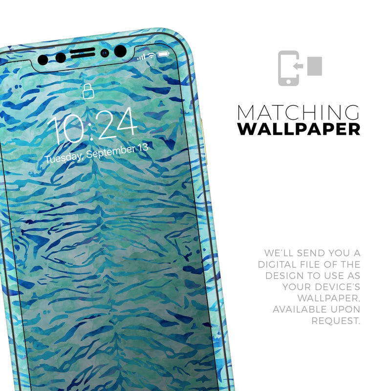 Aqua Watercolor Tiger Pattern - Skin-Kit for the Apple iPhone XR, XS MAX, XS/X, 8/8+, 7/7+, 5/5S/SE (All iPhones Available)