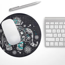 Aztec Elephant Blue Accented Modern Illustration// WaterProof Rubber Foam Backed Anti-Slip Mouse Pad for Home Work Office or Gaming Computer Desk