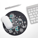 Aztec Elephant Blue Accented Modern Illustration// WaterProof Rubber Foam Backed Anti-Slip Mouse Pad for Home Work Office or Gaming Computer Desk