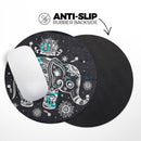 Aztec Elephant Blue Accented Modern Illustration// WaterProof Rubber Foam Backed Anti-Slip Mouse Pad for Home Work Office or Gaming Computer Desk