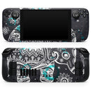 Aztec Elephant Blue Accented Modern Illustration // Full Body Skin Decal Wrap Kit for the Steam Deck handheld gaming computer