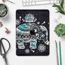 Aztec Elephant Blue Accented Modern Illustration - Full Body Skin Decal for the Apple iPad Pro 12.9", 11", 10.5", 9.7", Air or Mini (All Models Available)