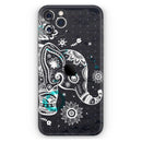 Aztec Elephant Blue Accented Modern Illustration  - Protective Skin Wrap & Decal – Compatible with iPhone SE to iPhone 17 Pro Max (All Models)
