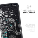 Aztec Elephant Blue Accented Modern Illustration  - Protective Skin Wrap & Decal – Compatible with iPhone SE to iPhone 17 Pro Max (All Models)