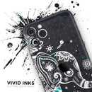 Aztec Elephant Blue Accented Modern Illustration  - Protective Skin Wrap & Decal – Compatible with iPhone SE to iPhone 17 Pro Max (All Models)